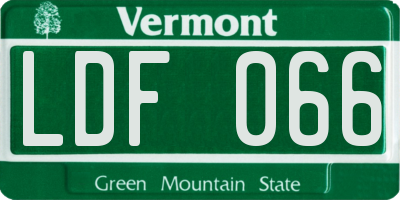 VT license plate LDF066