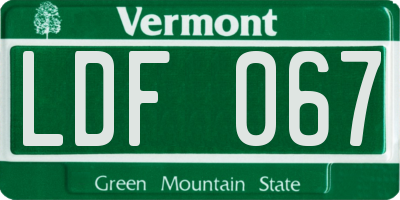 VT license plate LDF067