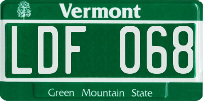 VT license plate LDF068