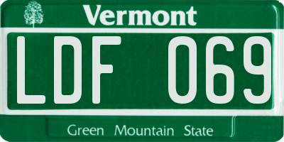 VT license plate LDF069