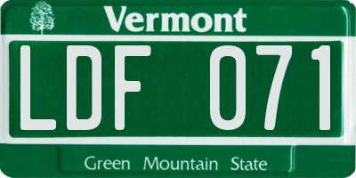 VT license plate LDF071