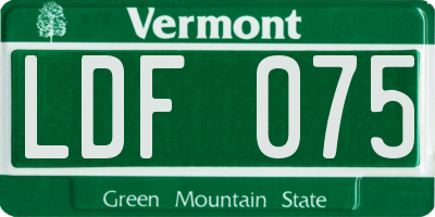 VT license plate LDF075