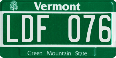VT license plate LDF076