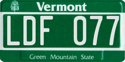 VT license plate LDF077