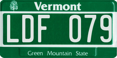 VT license plate LDF079