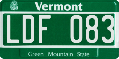 VT license plate LDF083