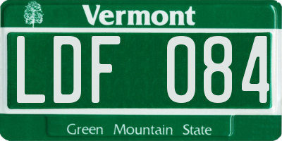 VT license plate LDF084