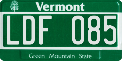 VT license plate LDF085