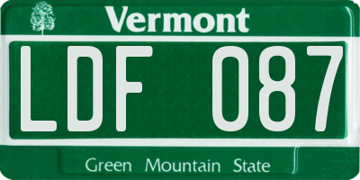 VT license plate LDF087