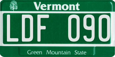 VT license plate LDF090