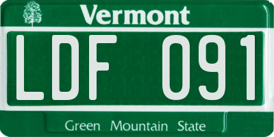 VT license plate LDF091