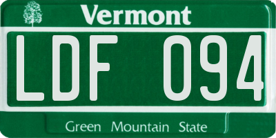 VT license plate LDF094