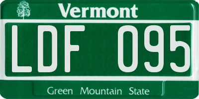 VT license plate LDF095