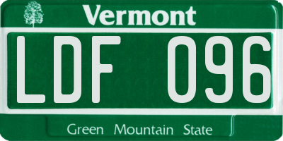 VT license plate LDF096