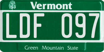 VT license plate LDF097