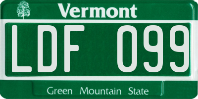 VT license plate LDF099
