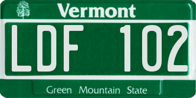 VT license plate LDF102