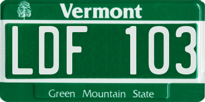 VT license plate LDF103