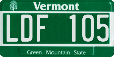 VT license plate LDF105
