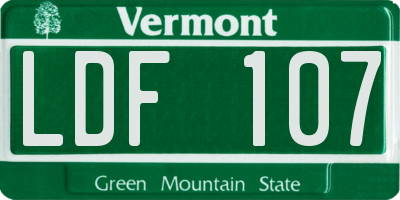 VT license plate LDF107