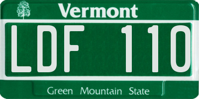 VT license plate LDF110
