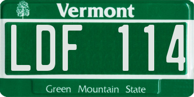 VT license plate LDF114