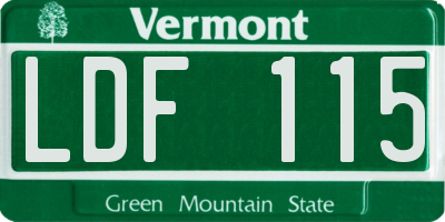 VT license plate LDF115