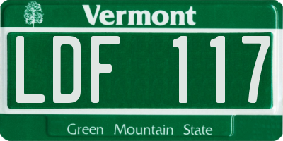 VT license plate LDF117