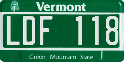 VT license plate LDF118