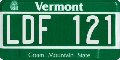 VT license plate LDF121