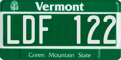 VT license plate LDF122