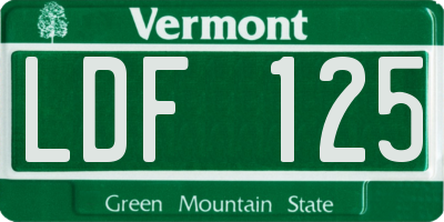VT license plate LDF125