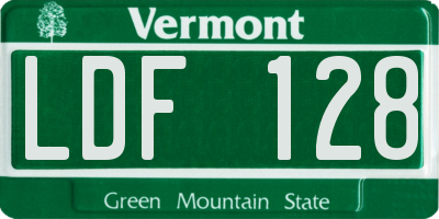 VT license plate LDF128