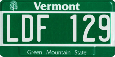 VT license plate LDF129