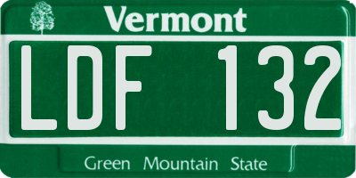 VT license plate LDF132