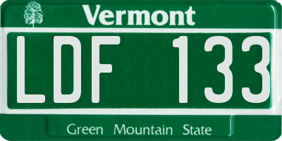 VT license plate LDF133