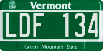 VT license plate LDF134