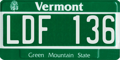 VT license plate LDF136
