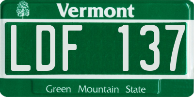 VT license plate LDF137