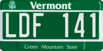 VT license plate LDF141