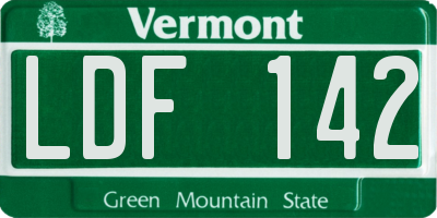 VT license plate LDF142