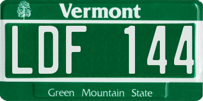 VT license plate LDF144