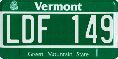 VT license plate LDF149