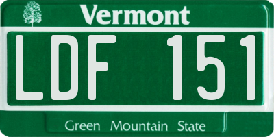 VT license plate LDF151