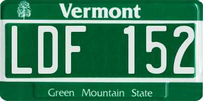 VT license plate LDF152