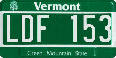 VT license plate LDF153