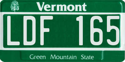 VT license plate LDF165
