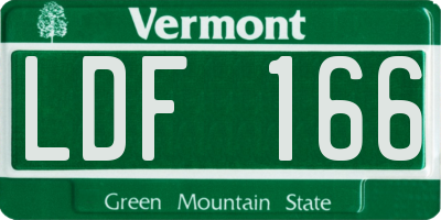 VT license plate LDF166