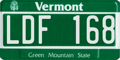 VT license plate LDF168