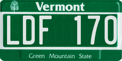 VT license plate LDF170